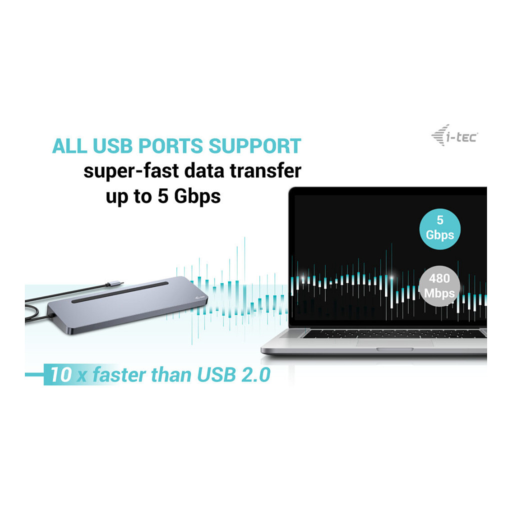 Docking Station D I-TEC USB-C ERGO + Adapter - 8