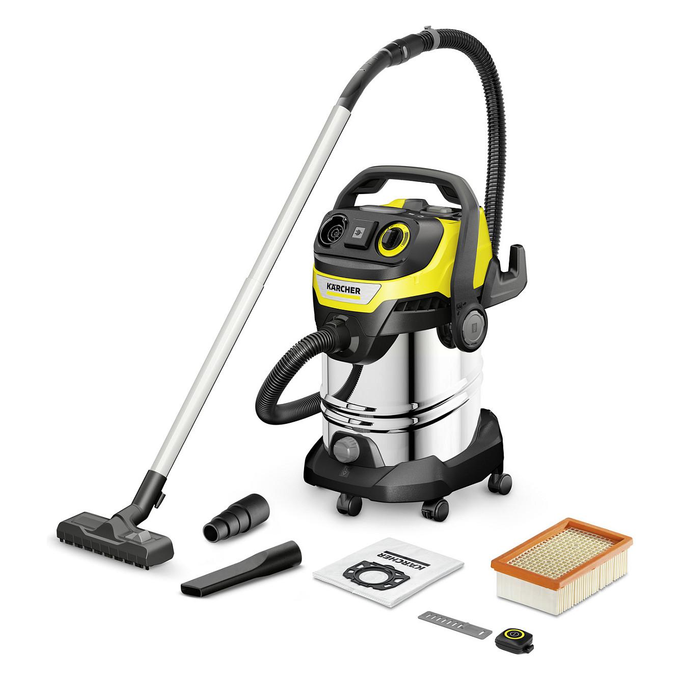 Fshesë Elektrike Kärcher WD 7 Control P S 30/6/35/T, 1400W, 30L, Thithje e Thatë dhe e Lagësht, Kontroll Bluetooth, Pastrim i Filtrit – Verdhë/Argjend/Zezë