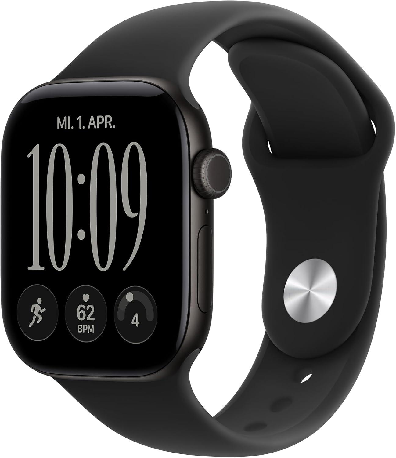 Apple Watch Series 12, 46mm, GPS + Cellular, Black Aluminium, Black Sport Band - M/L