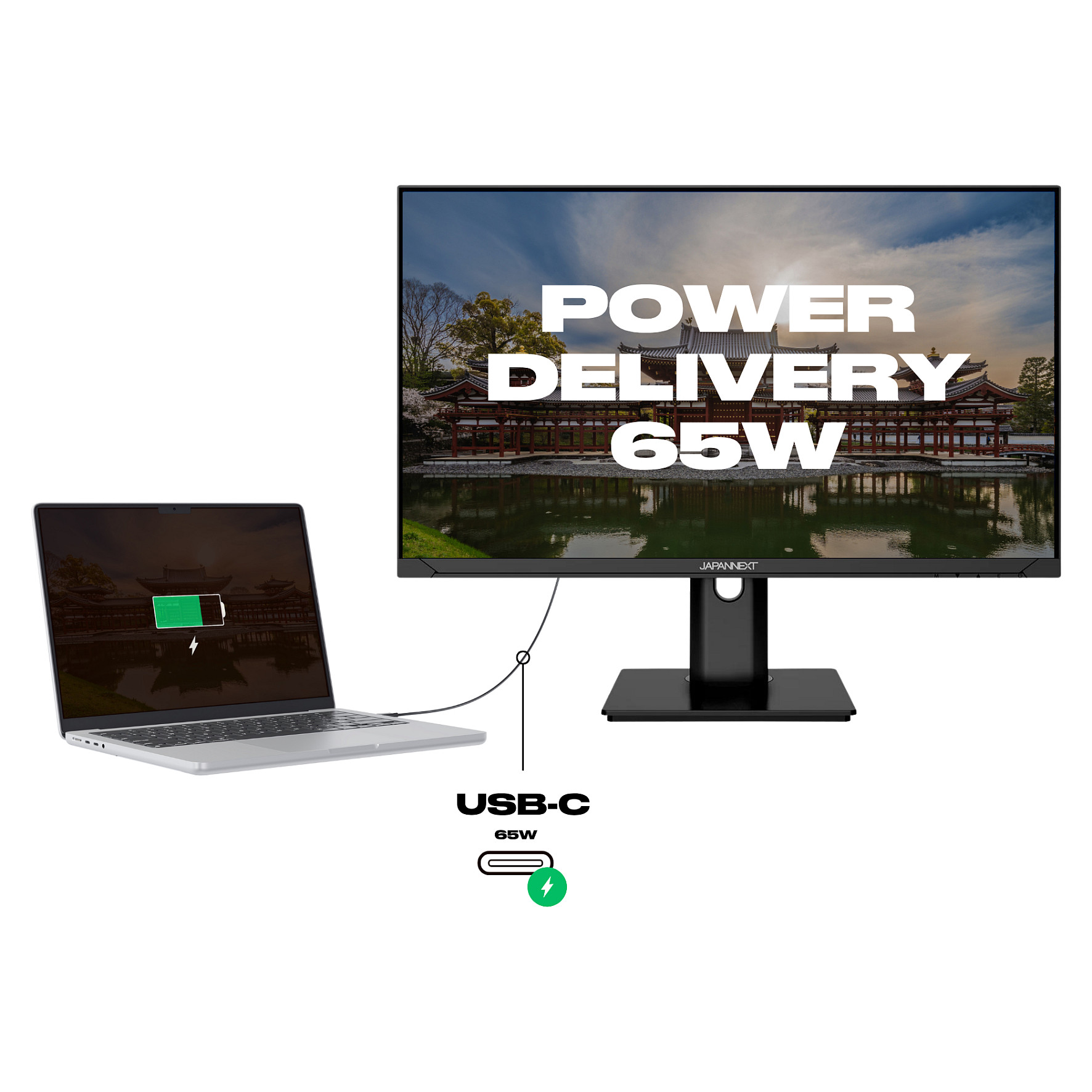 Monitor JapanNext JN-IPS238FHDR-C65W-HSP / 23,8"/ Full HD IPS LED / 75Hz / 14ms / HDMI+DP - Zezë - 6