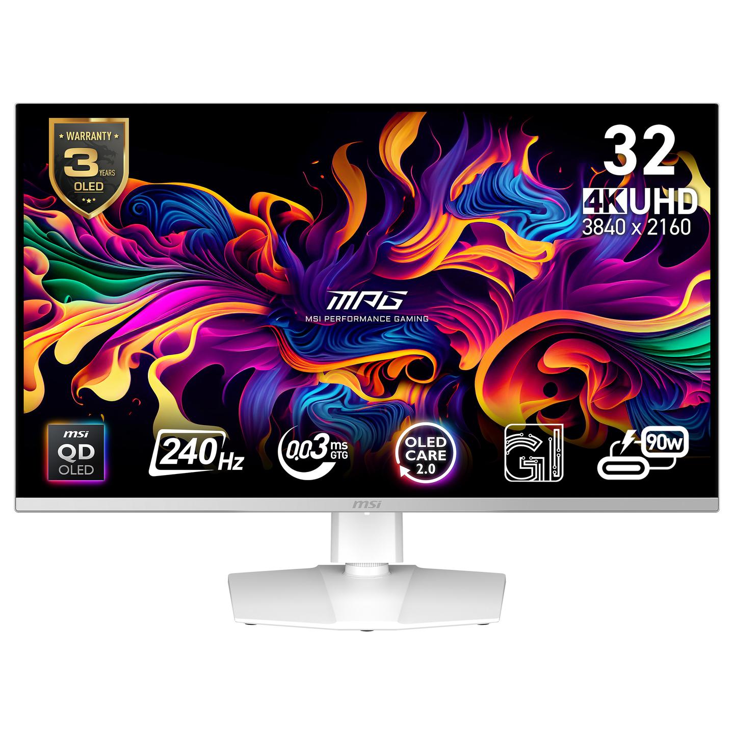 Monitor Gaming MSI MPG 321URXW QD-OLED / 31.5" / 4K UHD QD-OLED / 240Hz / 0.03ms / HDMI+DP+USB-C - Bardhë - 2