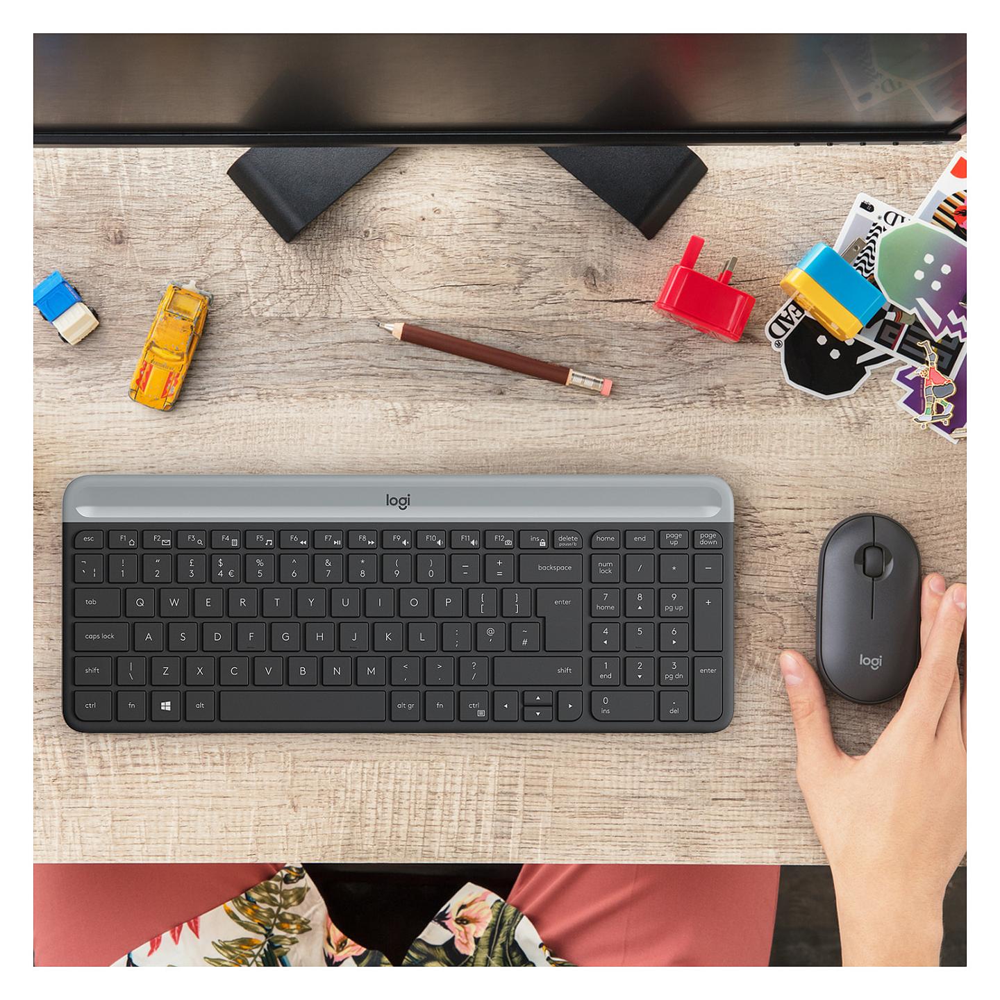 Combo (Tastierë & Maus) Logitech Slim Wireless MK470, Wireless, 2.4 GHz, QWERTZ – Grafit - 2