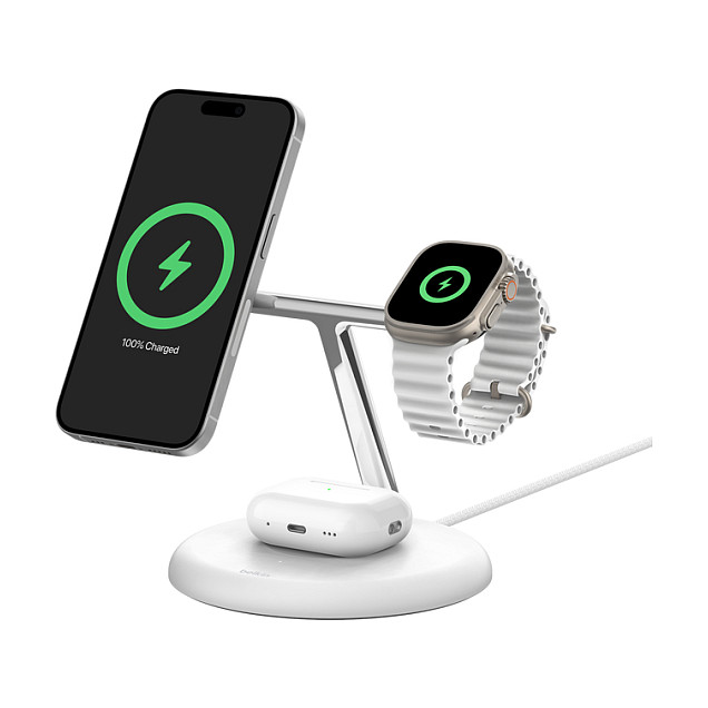 Aksesorë për telefon Belkin BoostCharge Pro 3-në-1-Stacion ngarkimi me Qi2. e bardhë - 4