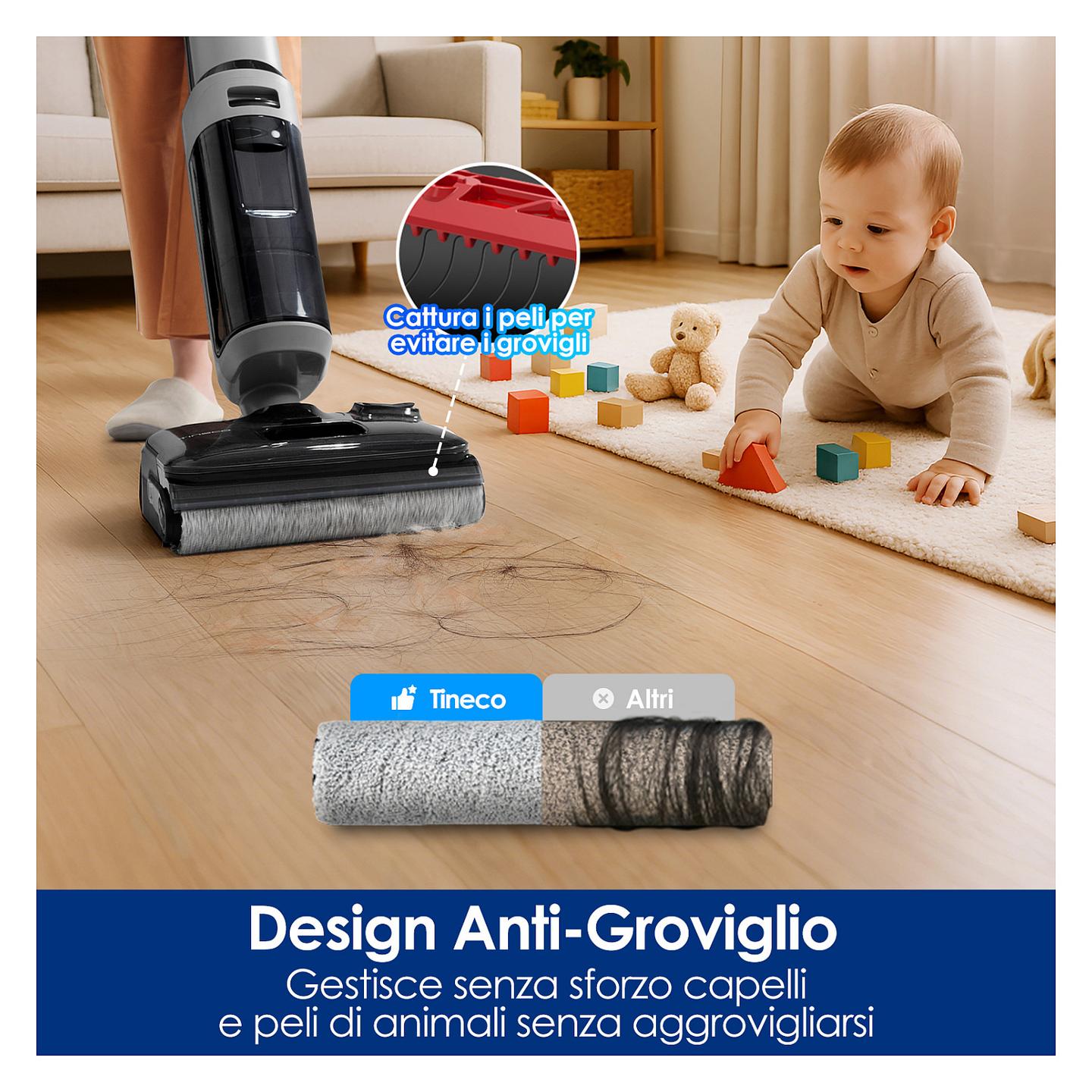 Fshesë me Vakum për dysheme Tineco FLOOR ONE i5 Stretch / 20.000Pa / 210W / 2500mAh / 180° Lay-Flat / Anti-Tangle / 0.8L / 0.72L / Eco & Max – Gri/Zezë - 4