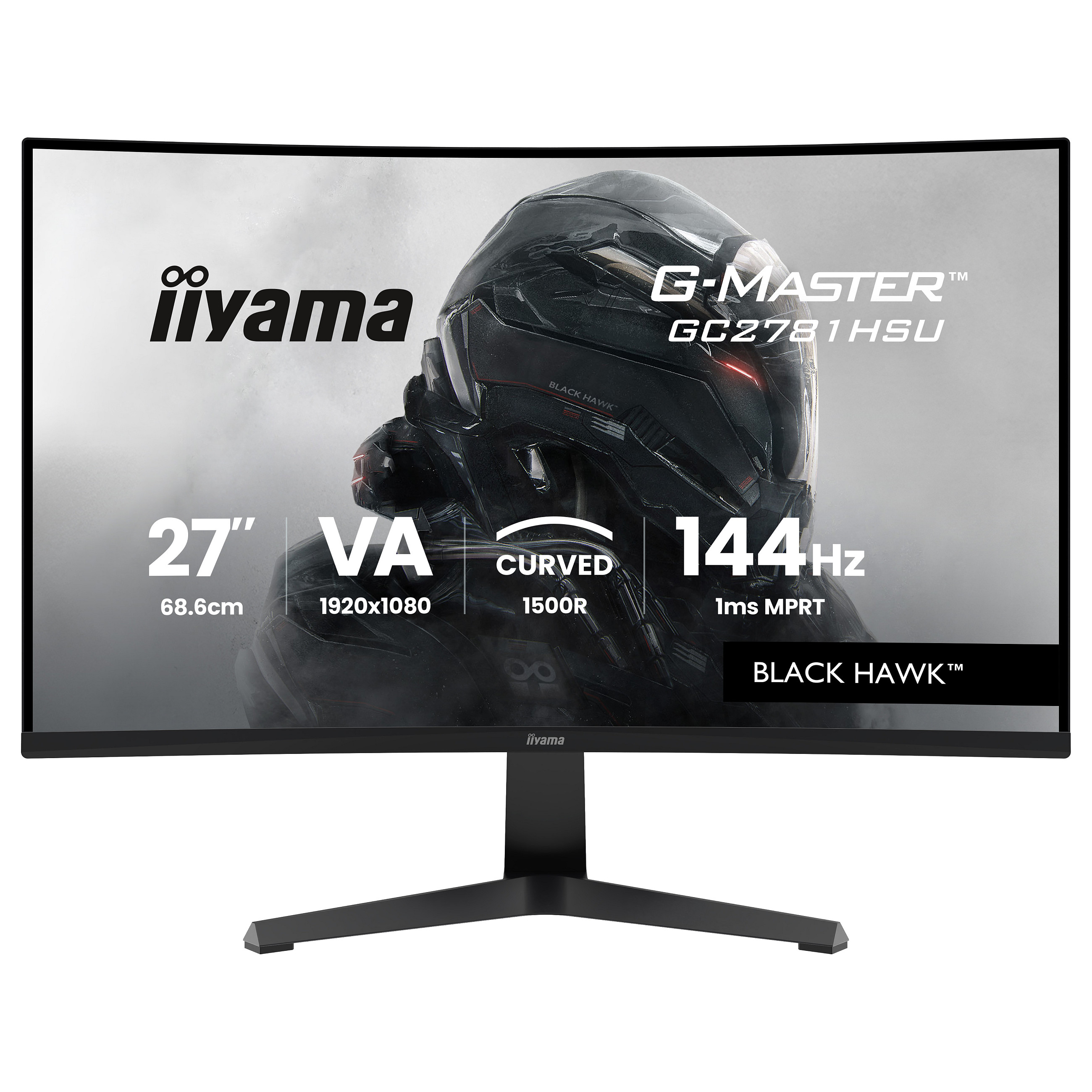 Monitor Gaming iiyama G-Master GC2781HSU-B1 / 27"/ Full HD VA / Curved / 144Hz / 1ms / HDMI+USB+DP - Zezë - 1