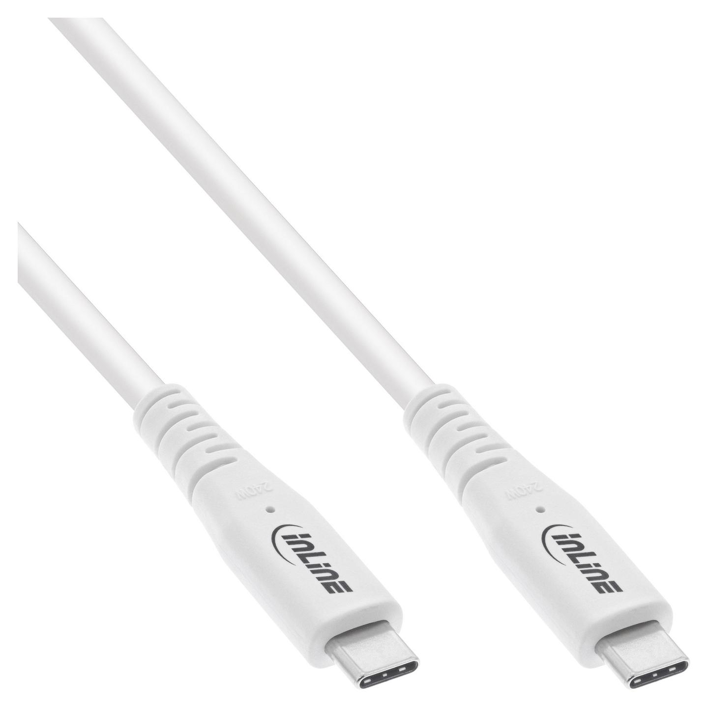 Kabllo USB InLine 35902W, USB-C në USB-C, 2 m, USB4, 40 Gbps, 240 W, 8K 60 Hz - Bardhë