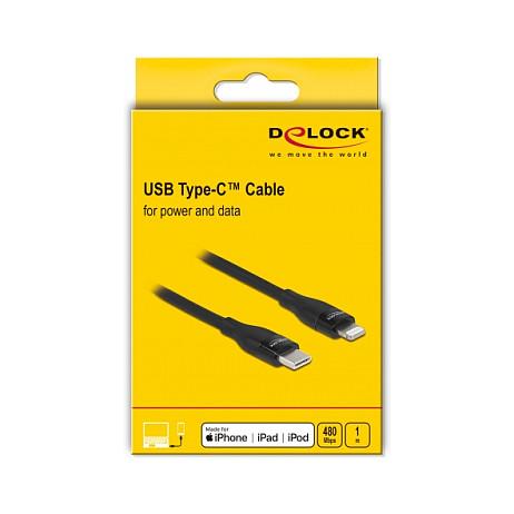 Kabllo USB DeLOCK 86637, USB Type-C mashkull në Lightning mashkull, certifikim MFi, USB 2.0, 1 m - Zezë - 3