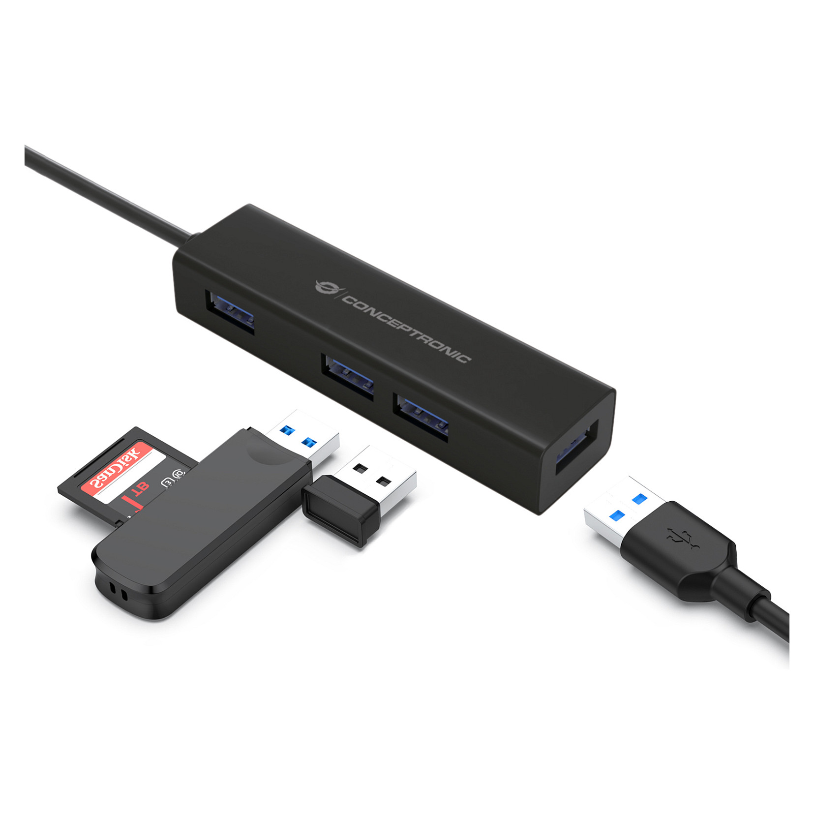HUB Conceptronic / 4‑Port / USB‑C 3.2 Gen1 → 4x USB‑A 3.0 / Bus‑Powered – Zezë - 3