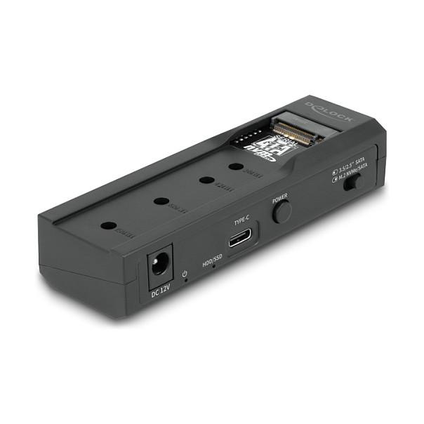 Docking Station Delock 64253 / USB-C / M.2 NVMe & SATA SSD / SATA HDD 2.5" & 3.5" / 10 Gbps - Zezë