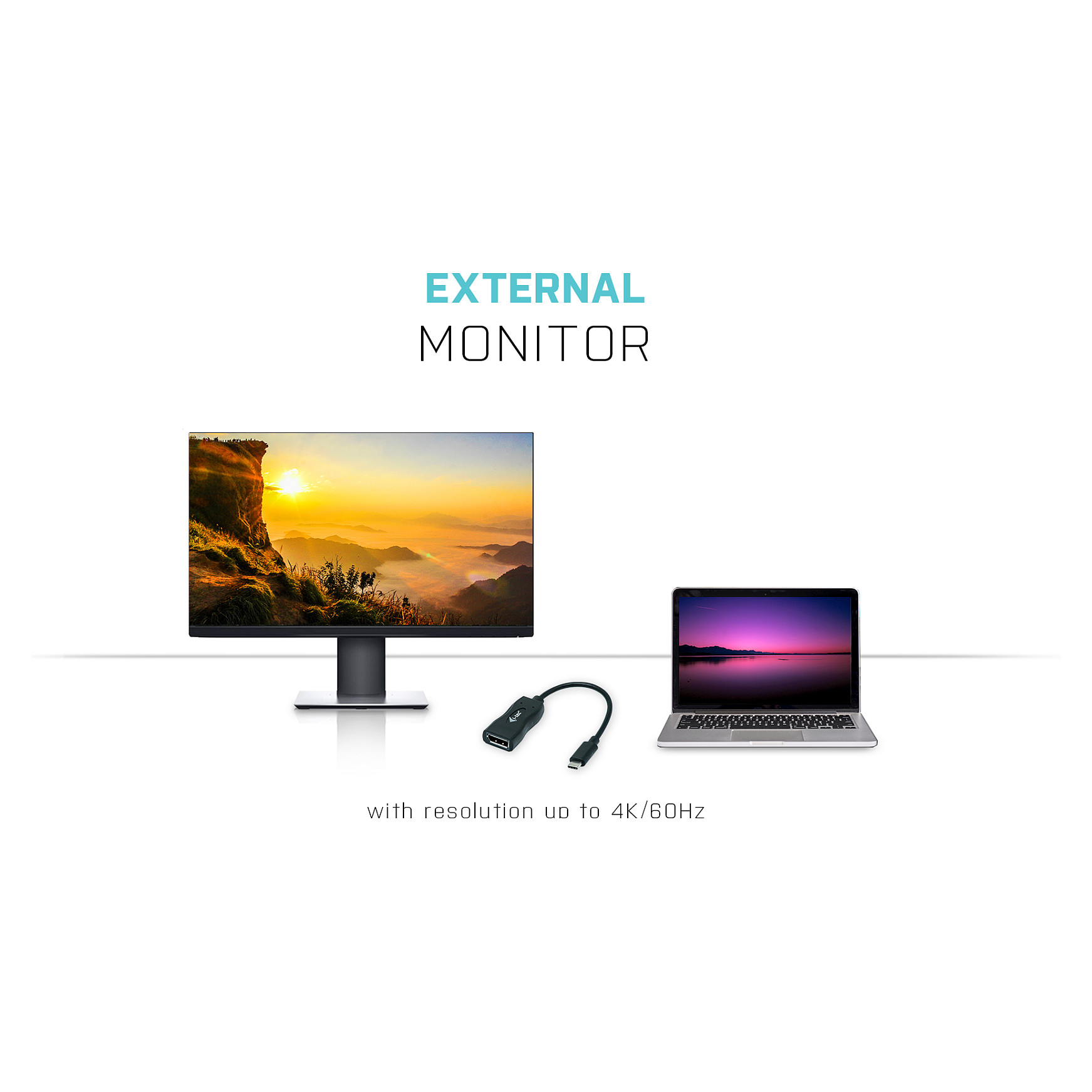Adapter i-tec USB-C në DisplayPort 4K/60Hz / 0.15m / i zi - 6