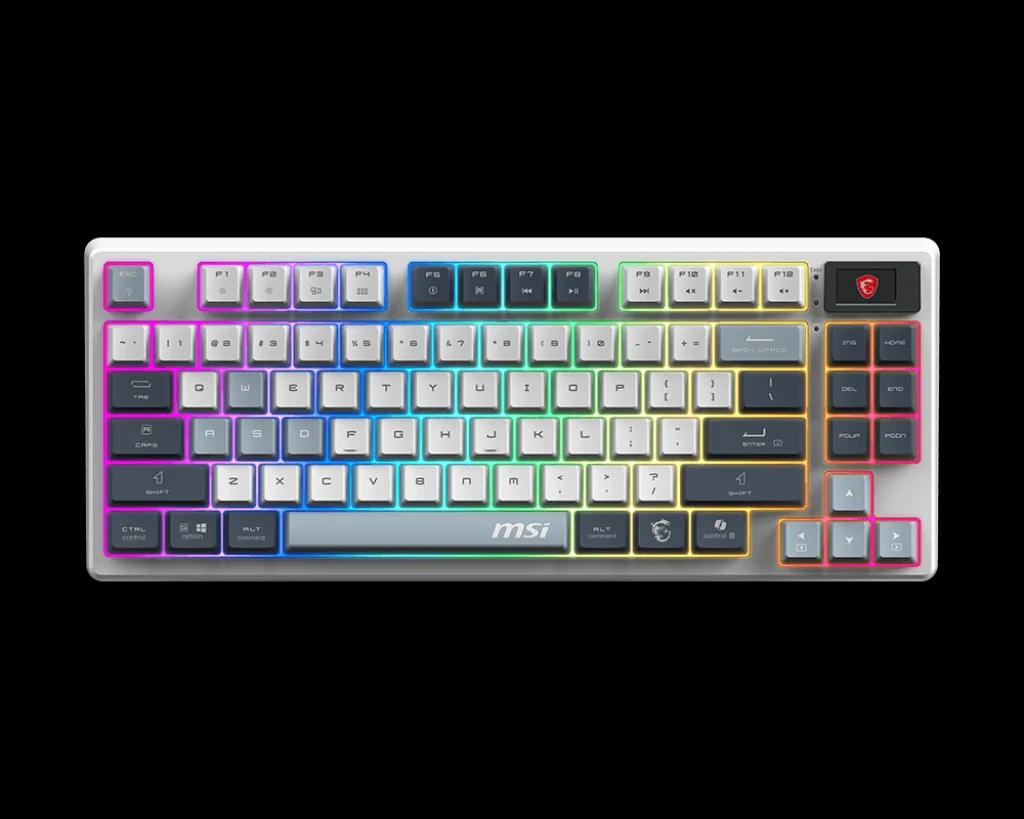 Tastierë Gaming MSI FORGE GK600 TKL Wireless SKY / Wired / 83 Keys / Mechanical Linear Switch / USB Type-C + 2.4 GHz Wireless + Bluetooth / AZERTY FR / RGB - Mix