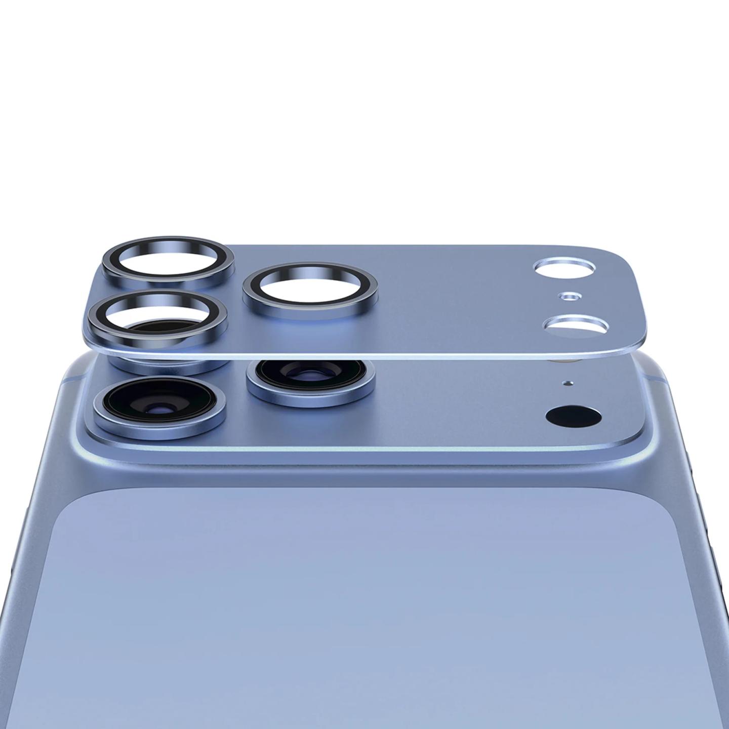 Mbrojtës për Kamera PanzerGlass Fender, për iPhone 18 Pro, Xham i Temperuar, Kornizë Alumini - Blu
