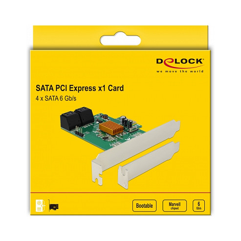 Aksesor për Disqe DeLOCK 90382 / 4x SATA 6Gb/s / PCIe 2.0 x1 / Low Profile - 5