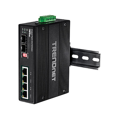 TRENDnet TI-UPG62 6-Port Gigabit Ultra PoE Industrial Switch 240W 4x Ultra PoE 2x SFP DIN-Rail Managed IP30 -40°C to 75°C - 6