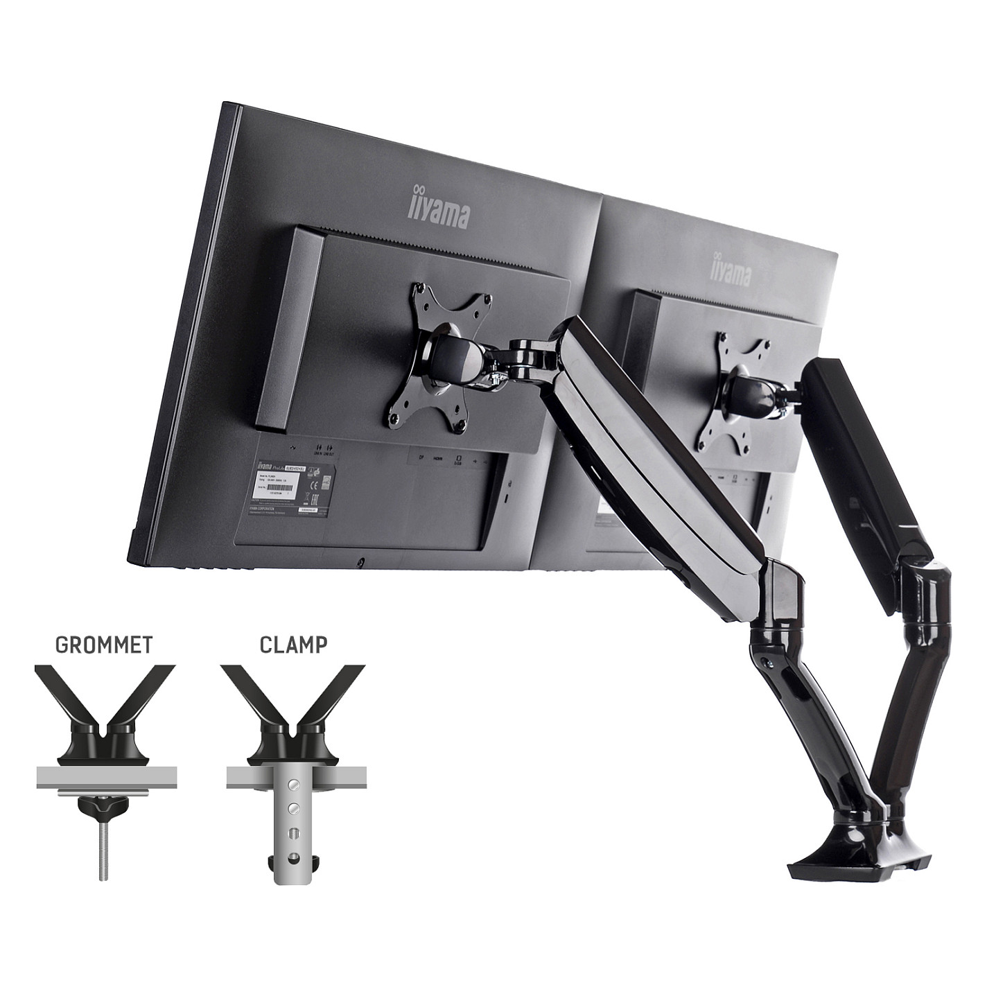 Mbajtëse për Monitor IIYAMA / Table Clamp Duo / 100x100 - Zezë - 5