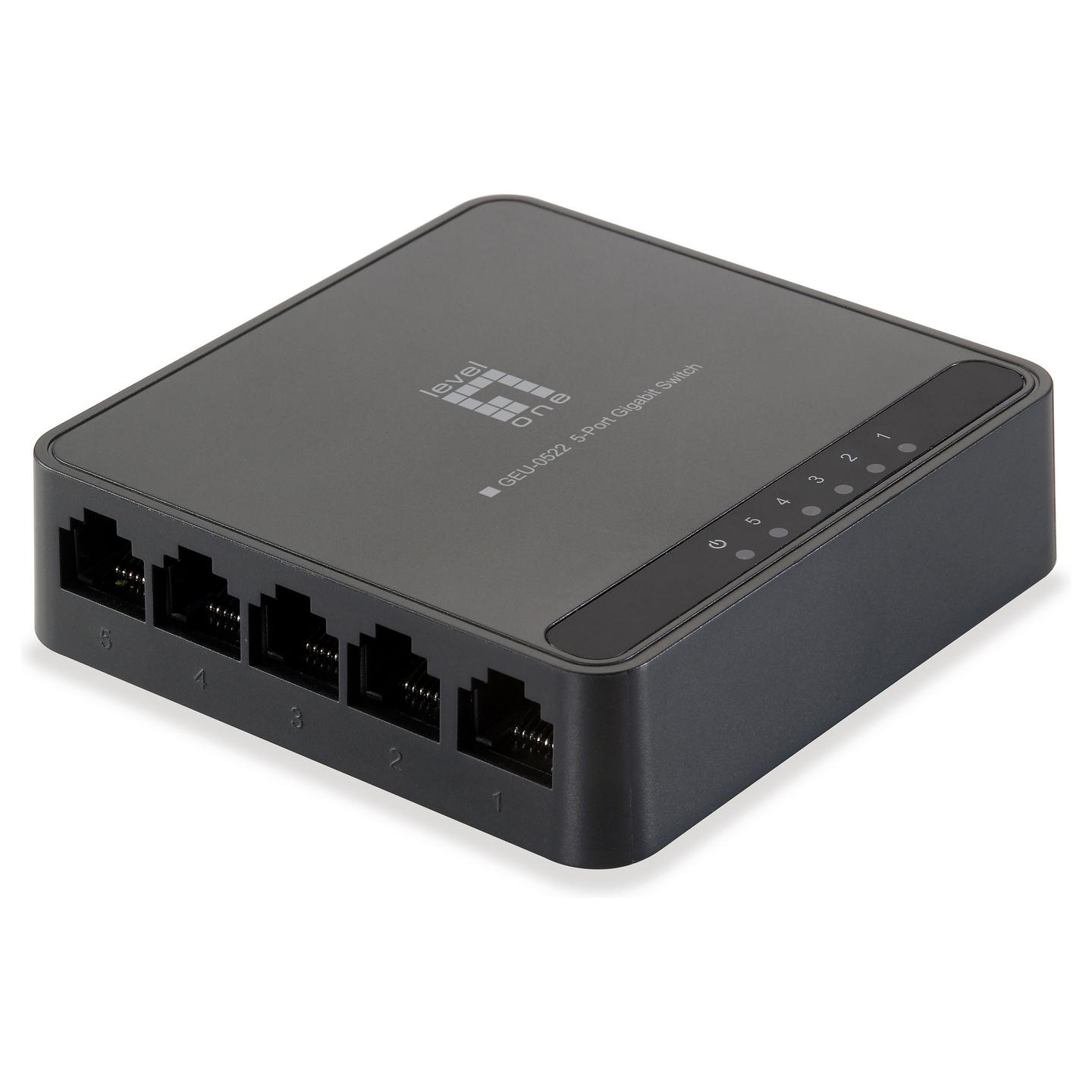 Switch LevelOne GEU-0522, 5x Gigabit Ethernet RJ45, 10/100/1000Mbps, Unmanaged - Zezë