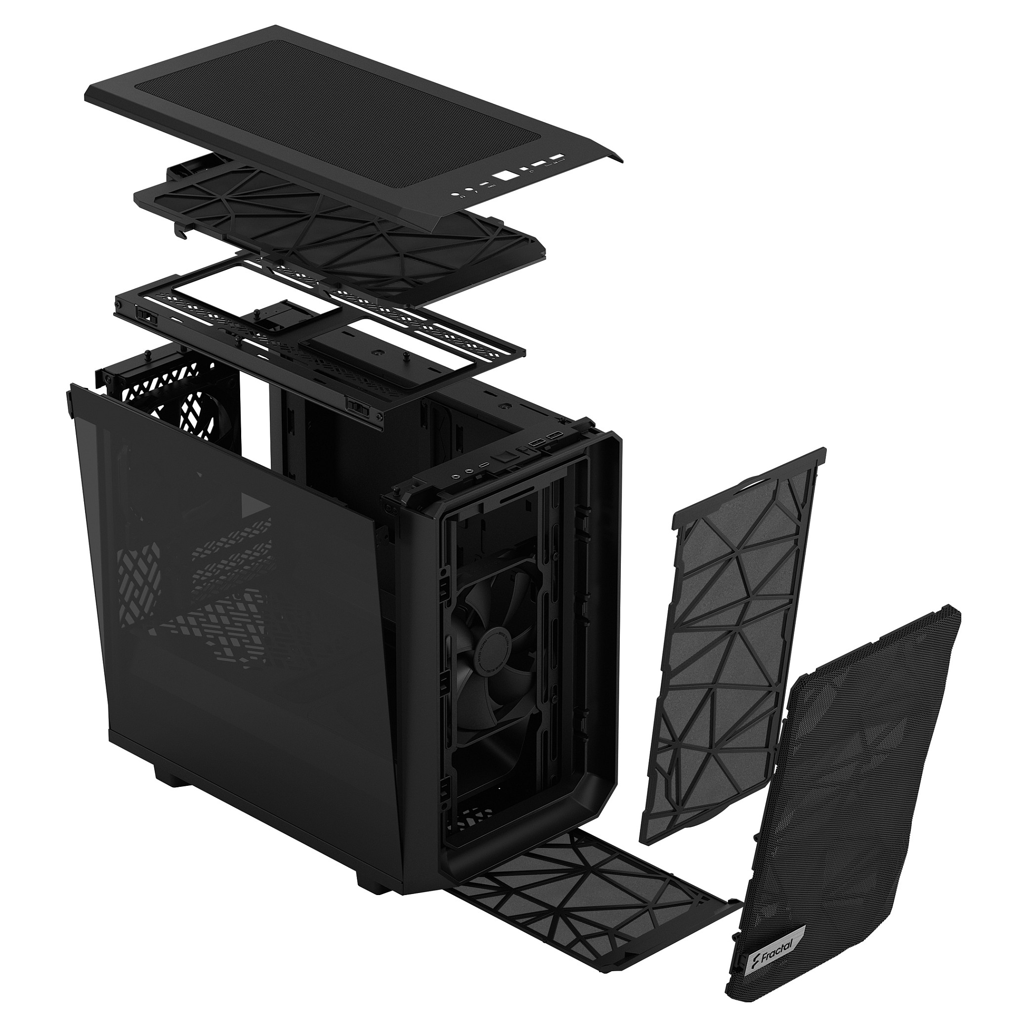 Kasë PC Fractal Design Meshify 2 Nano / Mini Tower / Mini-ITX + Mini-DTX / 1x 140mm + 1x 120mm Fan / Tempered Glass - Zezë - 20