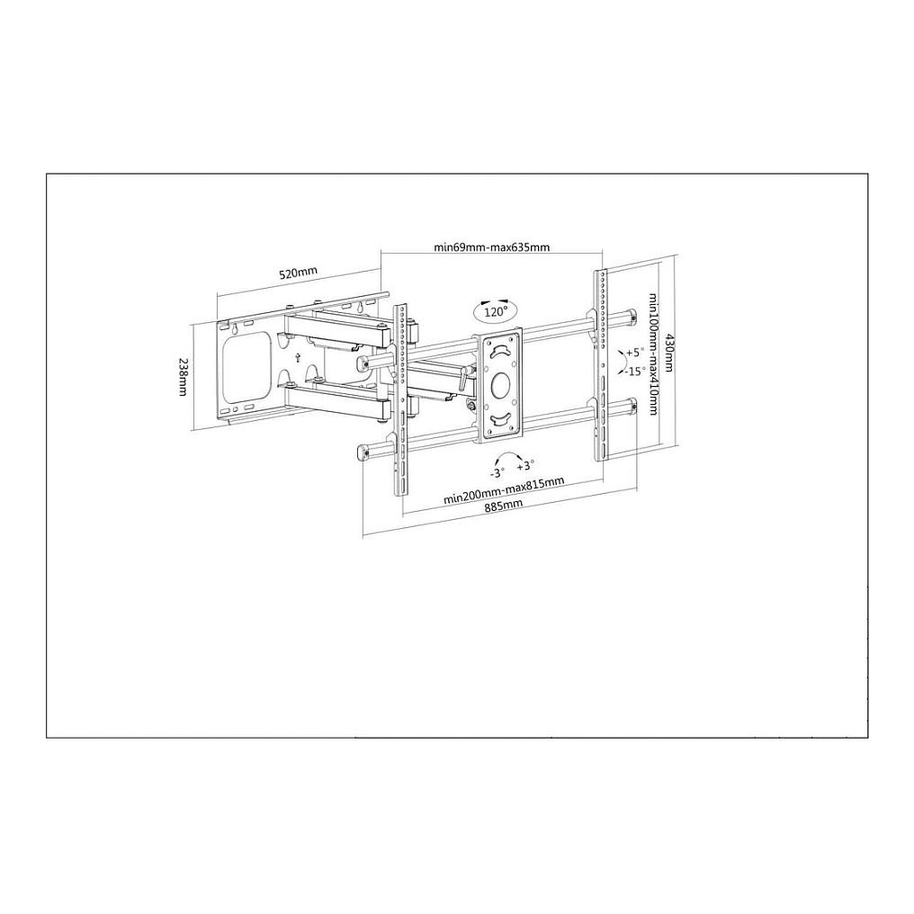 Mbajtëse për TV Manhattan 461290 , 37–90" , deri 75kg , Full-Motion , VESA 200x200–800x400 - Zezë - 5