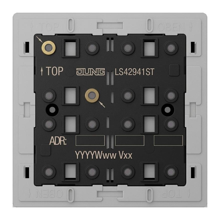Sensor Butonash KNX JUNG LS 4294 1ST, 4-funksional, Matje e Temperaturës, LED Statusi, KNX Secure, F40 - Zezë/Hiri