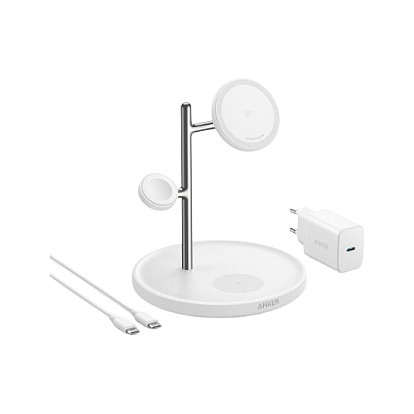Adapter Anker MagGo Stacioni i Ngarkimit Pa Tel 3-në-1 i palosshëm i bardhë - 1