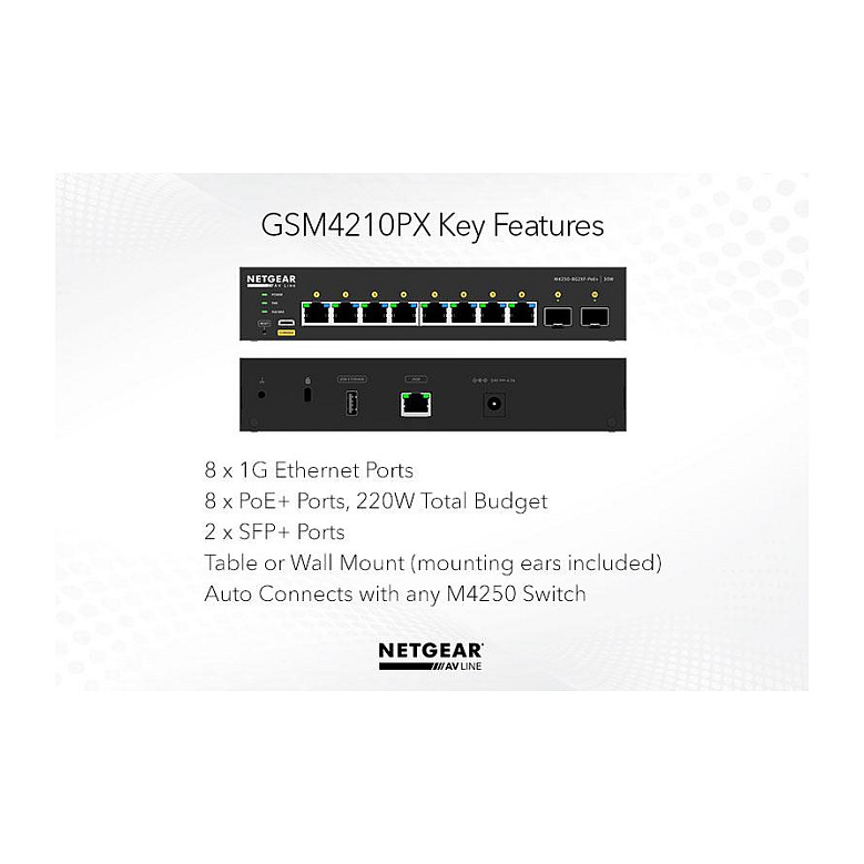 NETGEAR M4250-8G2XF-POE+ Managed AV Line Switch 8-Port Gigabit PoE+ with 2x 10G SFP+ Uplink | 220W PoE Budget, Layer 2/3 AV Network Switch - 14