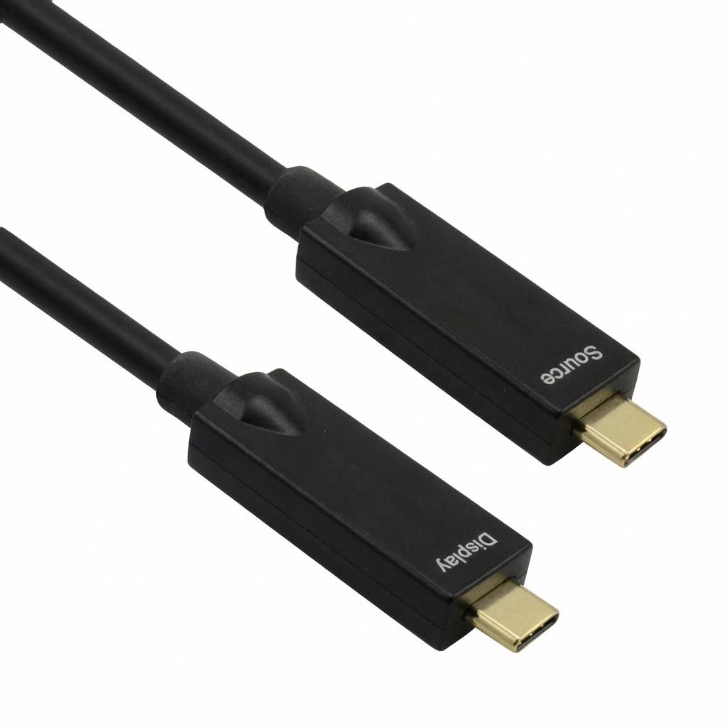 Kabllo USB ROLINE 11.02.9132 / USB 3.2 Gen 2 AOC / Type-C Mashkull në Type-C Mashkull / 4K@60Hz / PD 60W / 15m / 10Gbps – Zezë - 1