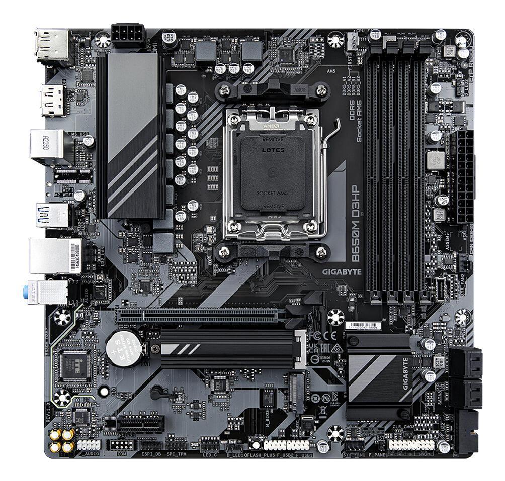 Pllakë Amë GIGABYTE B650M D3HP / AMD B650 / AM5 / Micro-ATX / DDR5 / PCIe 4.0 / 2.5GbE - 1