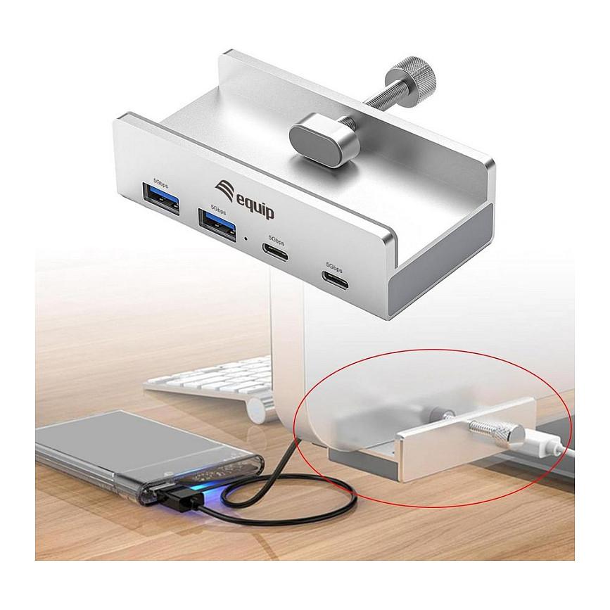 Hub Equip 128967, 2x USB-A, 2x USB-C, USB 3.2 Gen 1, 5Gbps - Gri - 4