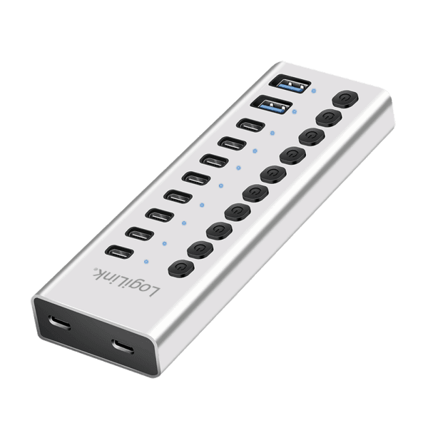 Hub USB-C LogiLink UA0448, 2x USB-A, 8x USB-C, USB 3.2 Gen 1, 5Gbps, me çelësa - Bardhë