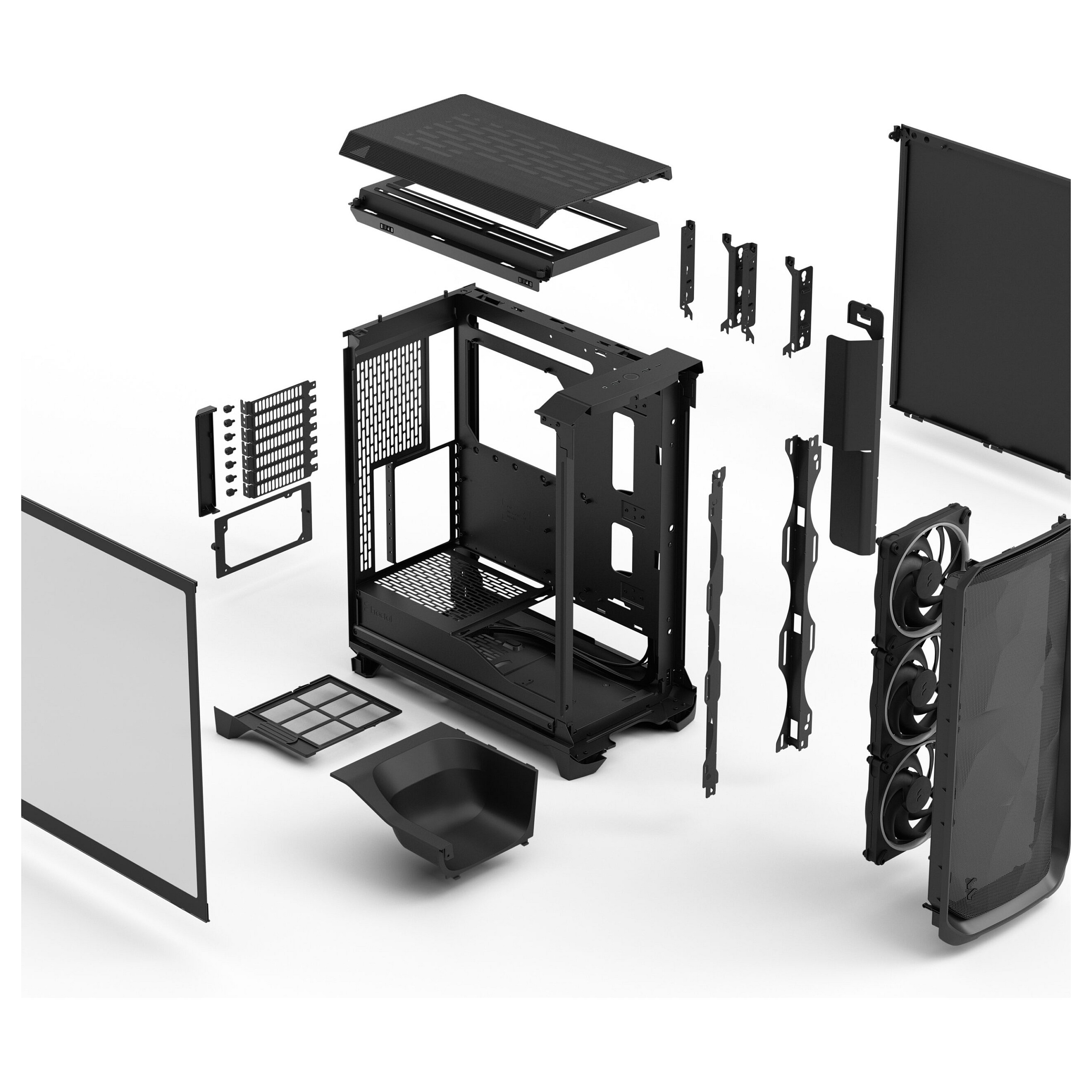 Kasë PC Fractal Design Meshify 3 Black RGB TG Light Tint / EATX / ATX / 3x 140mm RGB Fan / Tempered Glass - Zezë - 14