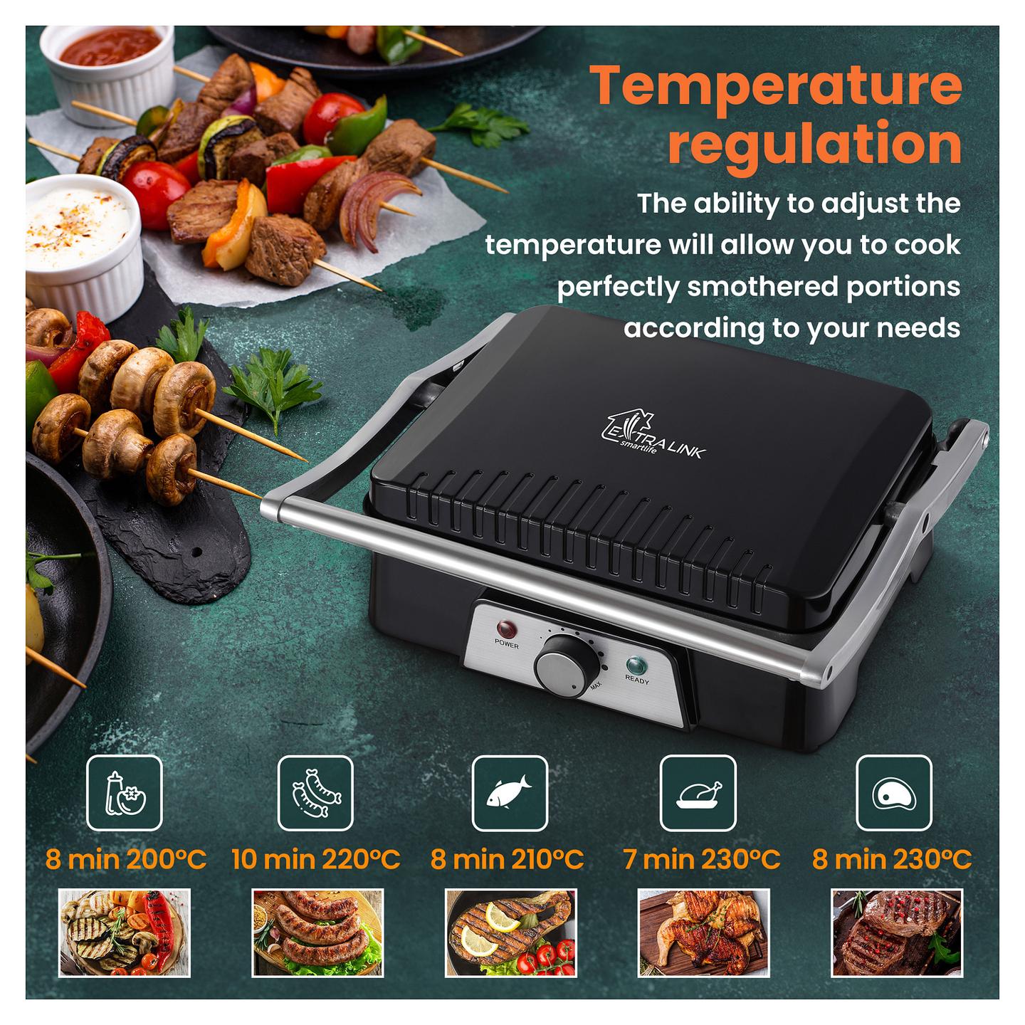 Grill Elektrik Extralink Smart Life SJ-36, 2000W, 1334cm², Kontakt, 180° - Zezë - 16
