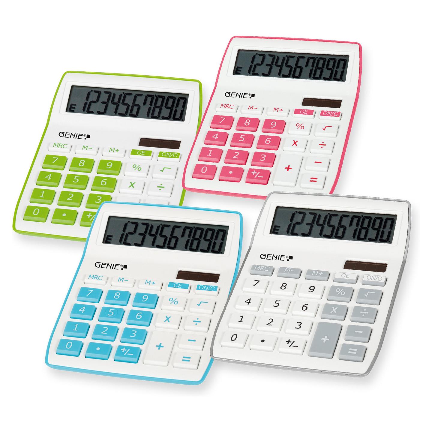 Kalkulator GENIE 840 G, 10 Shifra, Solar dhe Bateri, 4 Memorie - Gjelbër, Bardhë - 2