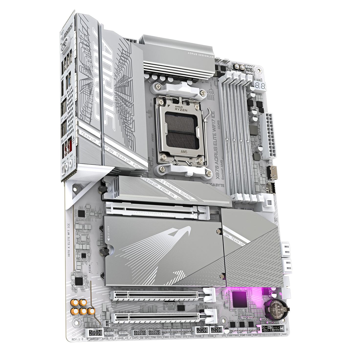 Pllakë Amë Gigabyte X870 AORUS ELITE WIFI7 ICE / AMD AM5 / DDR5 / ATX / Wi-Fi 7 / 2.5GbE LAN - 3