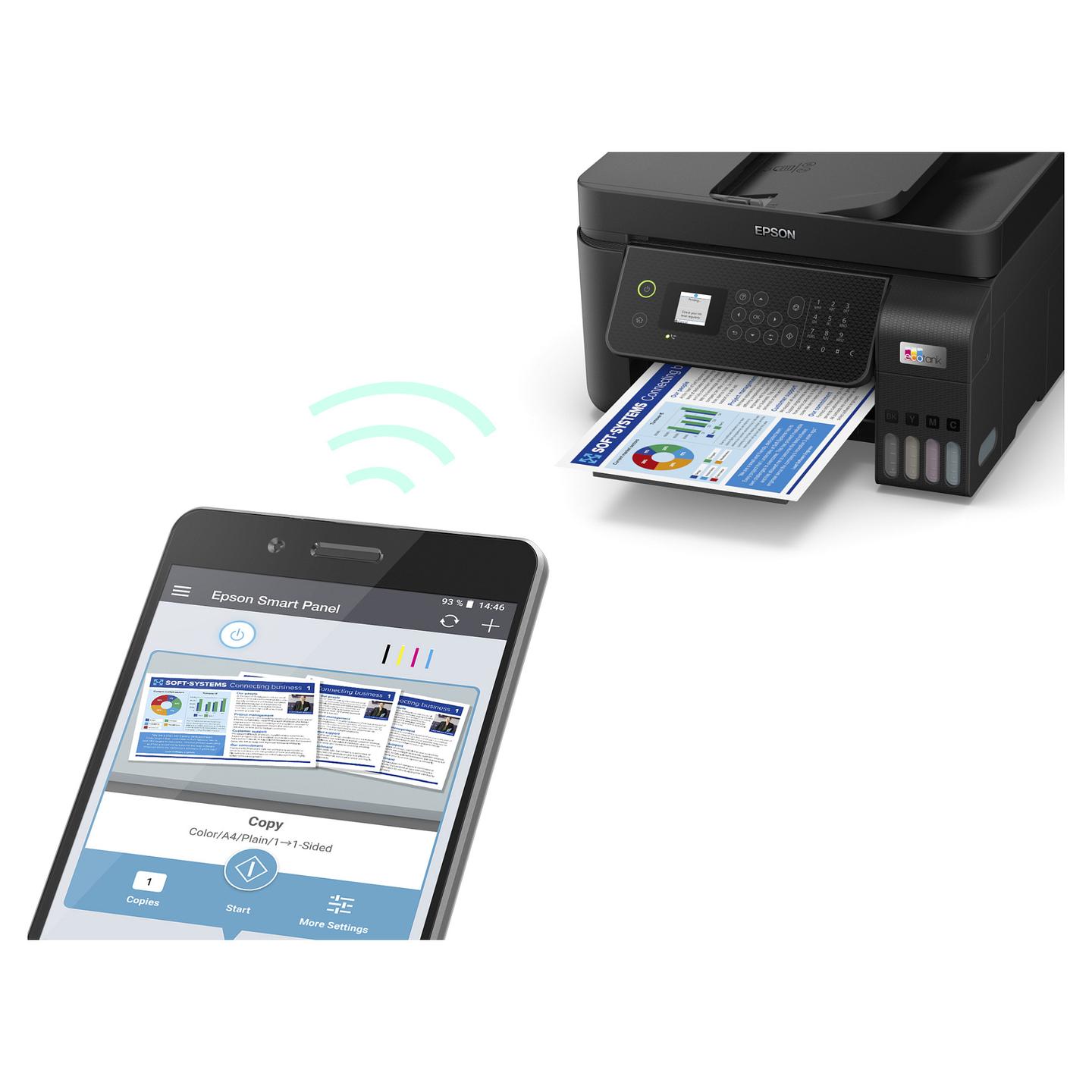 Printer Multifunksional me Ngjyra Epson EcoTank ET-4800 / A4 / Inkjet / 5760 × 1440 DPI / 15 ppm / ADF / Fax / Wi-Fi / Ethernet / USB - Zezë - 9
