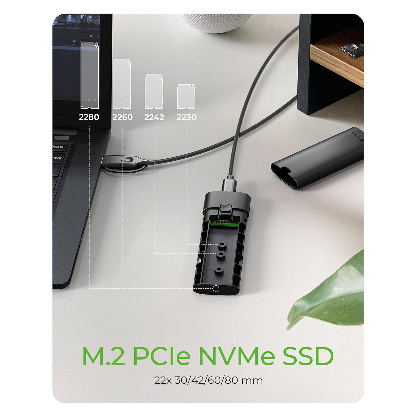 Kuti e Jashtme për SSD ICY BOX Spade Case 1806, M.2 NVMe PCIe, USB-C 3.2 Gen 2, 10 Gbps, deri në 2 TB – Zezë - 3