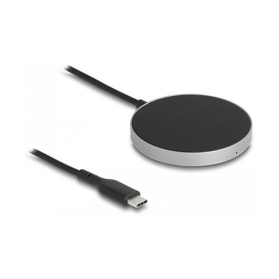 Karikues pa Kabllo DeLOCK 66467 / Induktiv / 5 W - 15 W / USB-C / Kabllo 1.5 m - Zezë/Gri