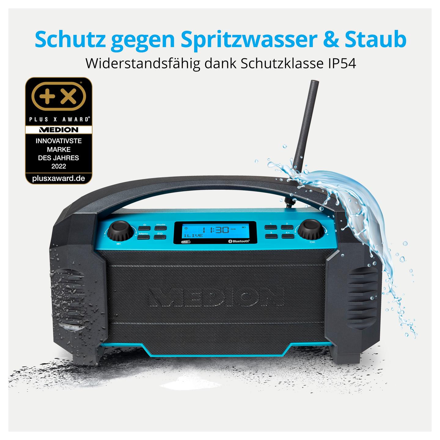 Radio për Punë MEDION LIFE E66050, AM, DAB+, FM, 15 W, Bateri me Autonomi deri në 15 orë - Zezë, Blu - 6