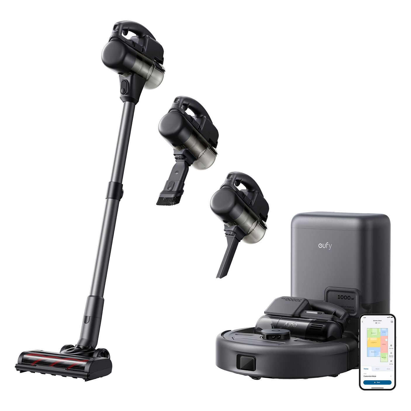 Fshesë me vakum 3-në-1 E20 Robot Stick & Handheld Vacuum Cleaner - Zezë - 3