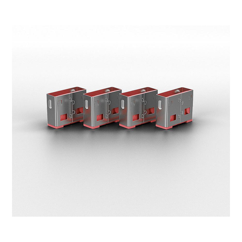 Bllokues portash Lindy 40450, USB-A, 4 copë, me çelës - Rozë - 2