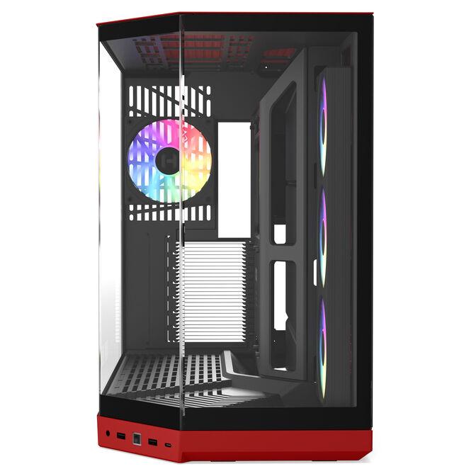 Kasë HYTE Y50 RGB, Midi Tower, E-ATX, ATX, Micro-ATX, Mini-ITX, 3x Xham Panoramik Tempered Glass, 4x Ventilatorë ARGB, USB-C - Kuqe - 3