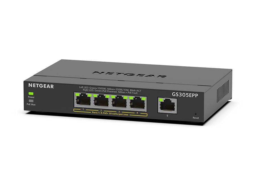 NETGEAR GS305EP 5-Port Gigabit PoE+ – 4× PoE+, 63W, Smart Managed – Zezë - 1