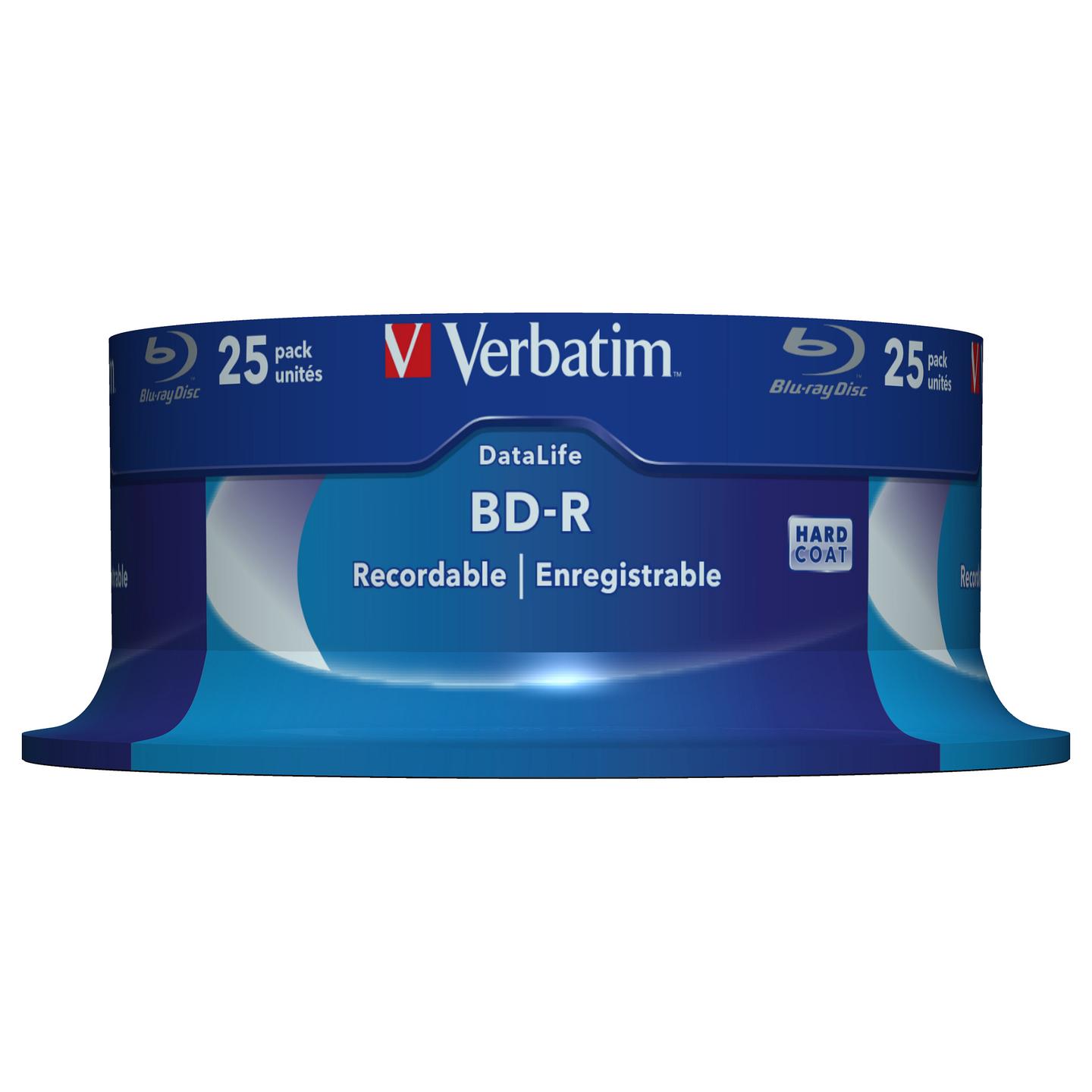 Disk Blu-ray Verbatim DataLife, 25 GB, 6x, Paketa me 25 copë, Spindle