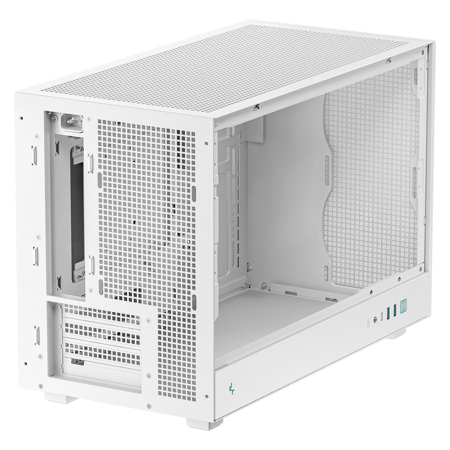 Kasë DeepCool CH260 WH, Mini Tower, Micro-ATX, Mini-ITX, xham i temperuar, mbështetje për radiator 360 mm, USB-C Gen 2, 2x USB 3.0 - Bardhë - 7