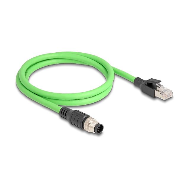 Kabllo për Rrjet DeLOCK 80421 / M12 A-coded 8-pin Mashkull → RJ-45 Mashkull / SF/UTP / 1m - Gjelbër - 1