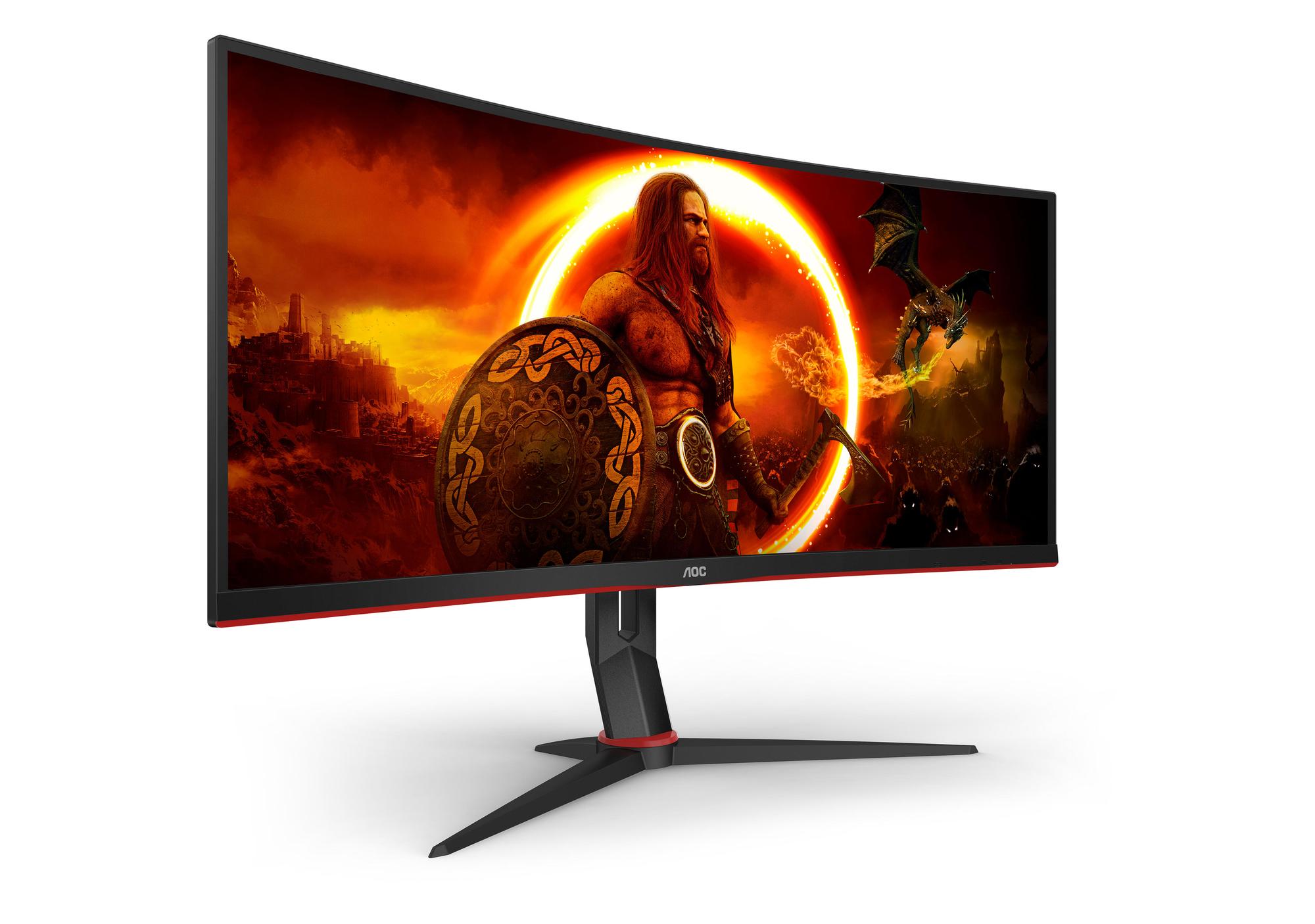 Monitor Gaming AOC CU34G2XP/BK / 34" / UWQHD Fast VA Curved / 180Hz / 1ms / HDMI+DisplayPort+USB - Zezë/Kuqe - 2