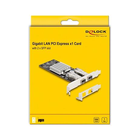 Karta të Rrjetit Delock 88336 / PCIe 2.1 x1 / 2x Gigabit LAN SFP / 1000Mbps / Intel i350 / Low Profile - 4