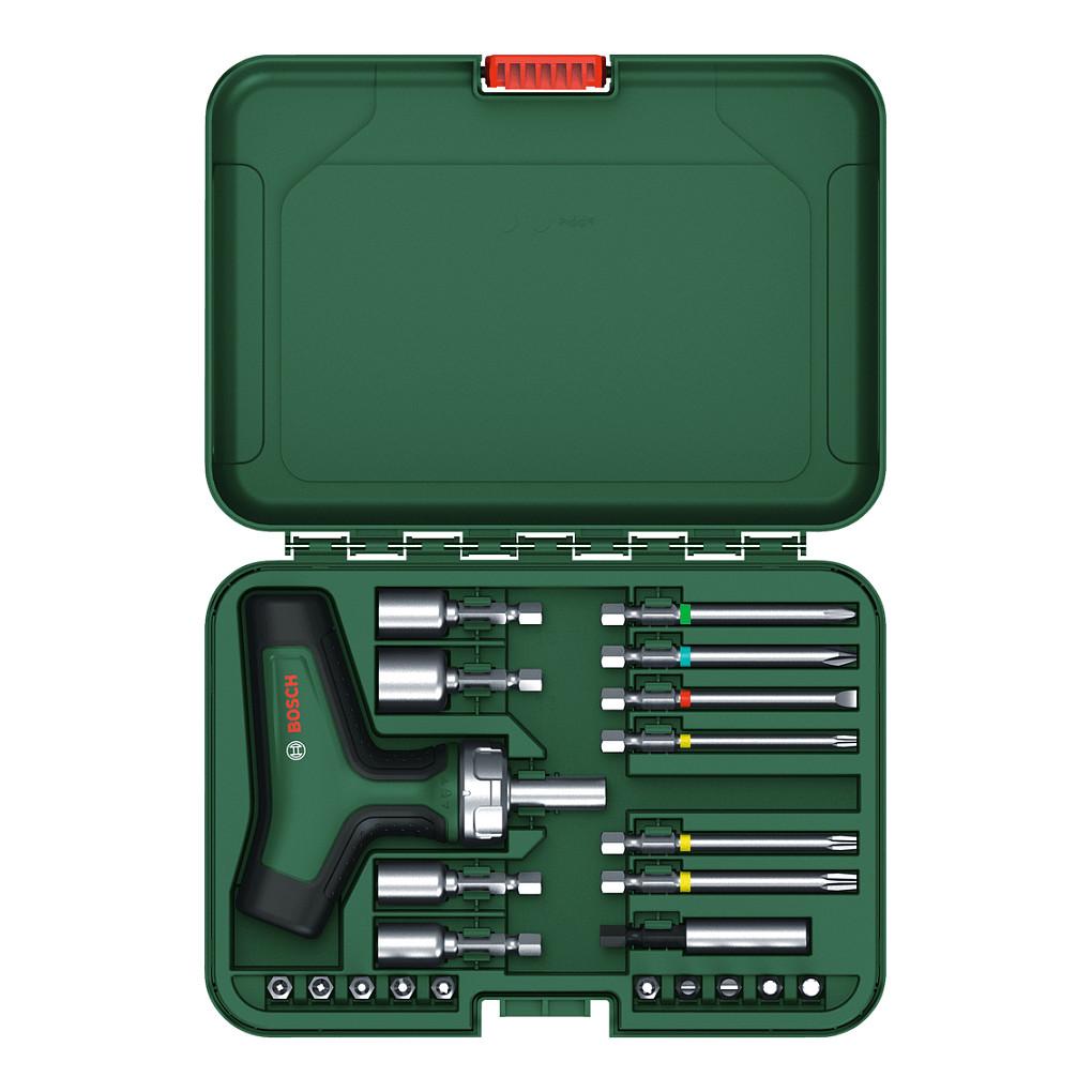 Set Kaçavidë me Mekanizëm Ratchet Bosch 1 600 A02 Z9T, 22 Pjesë, T-Dorezë, Mbajtëse Magnetike - Zezë/Gjelbër - 5
