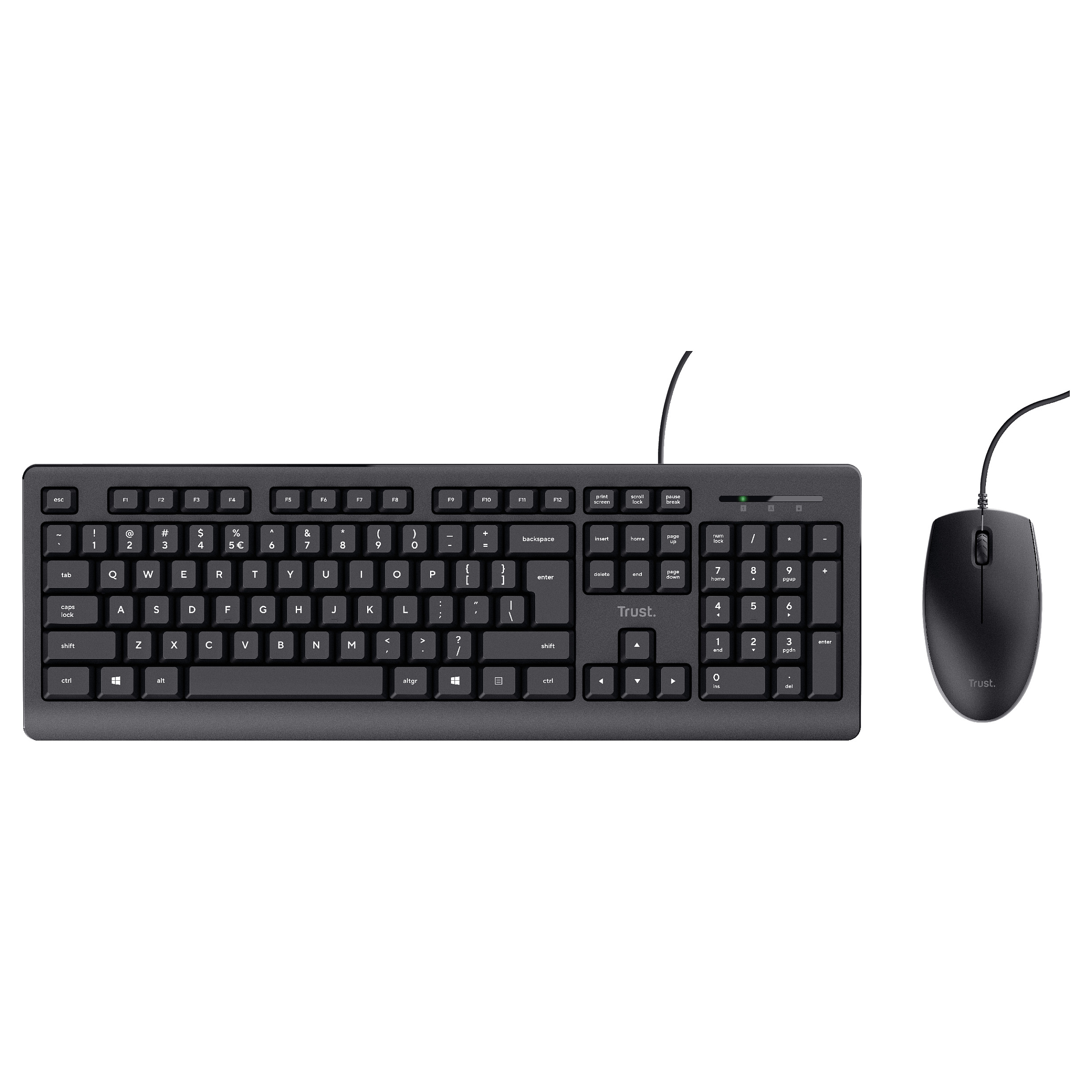 Combo (Tastierë&Maus) Trust TKM-250 / Full-Size / QWERTZ / USB / Membrane / 1.8m - Zezë