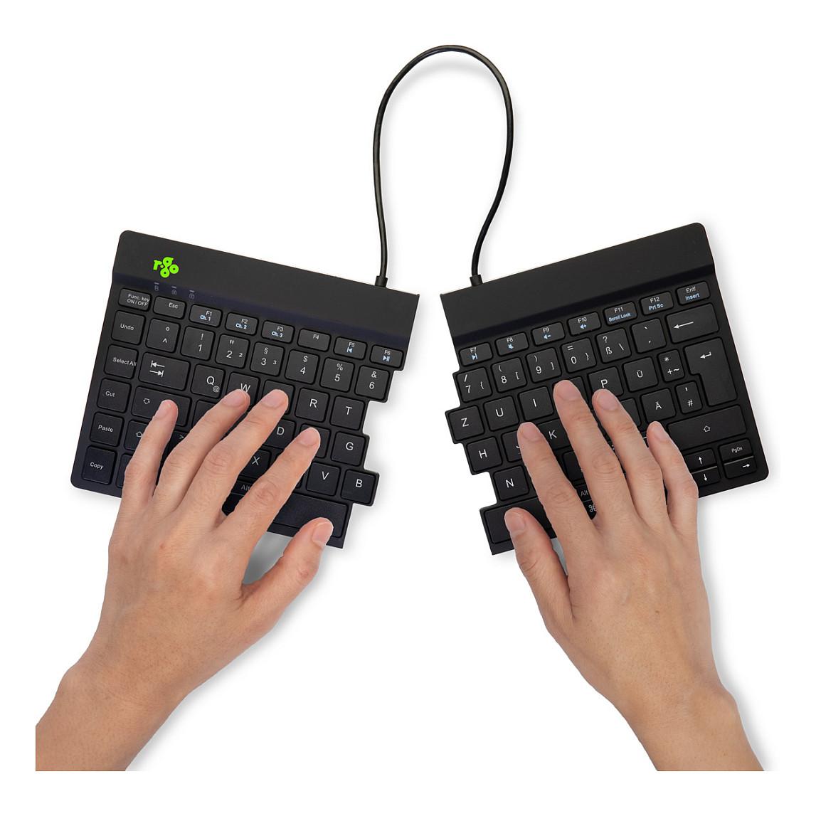 Tastierë pa kabllo R-Go Tools R-Go Split Break / QWERTZ (DE) / Mini / Ergonomike / Scissor / Bluetooth 5.0 / 2.4 GHz / 2 Pjesë – Zezë - 4