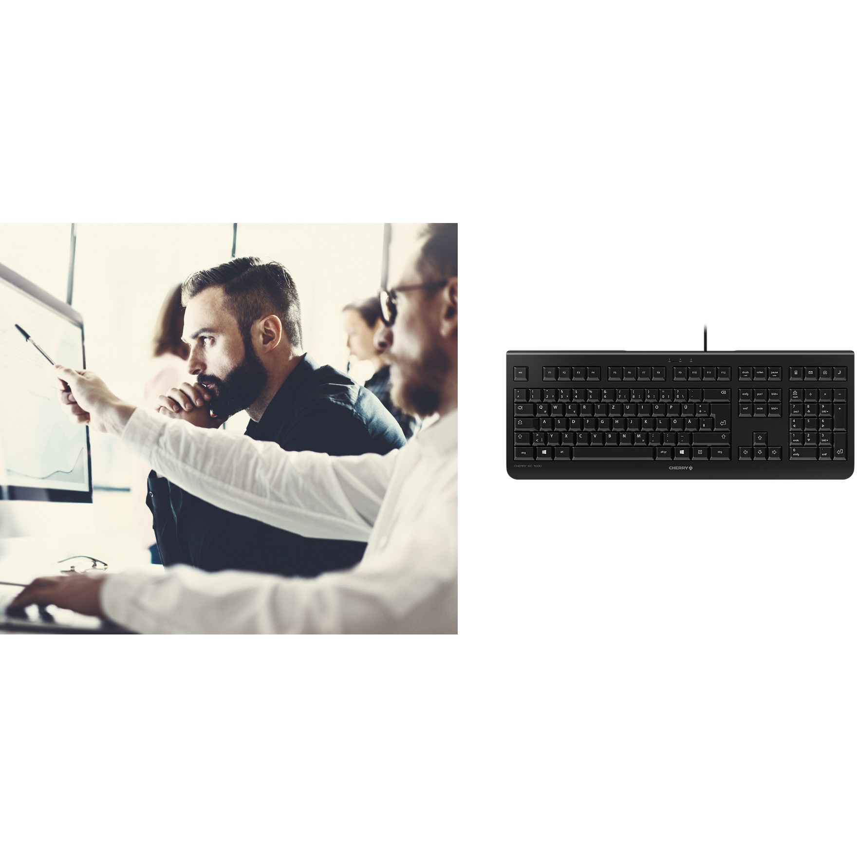 Tastierë Me kabllo Cherry KC 1000 Corded Keyboard / Spanish Layout - Zezë - 6